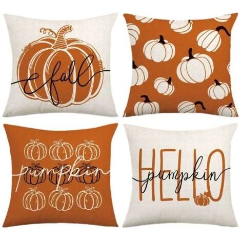 BUNTHAUS Ensemble de 4 housses de coussin - Halloween - Imprimées - Décoration de lit - (1/5)