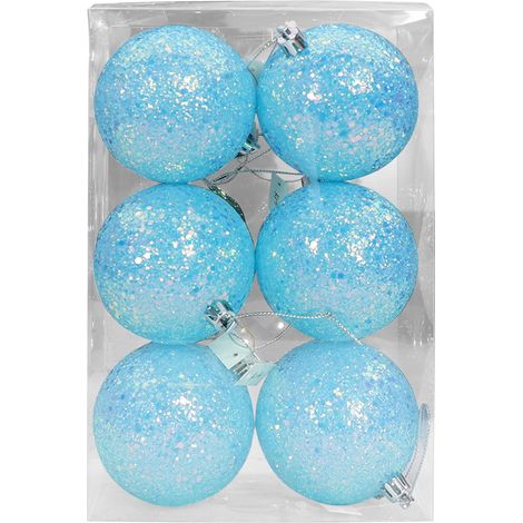 Boule De Noel - 6 Pièces - Diamètre 6 Cm - Couleur Bleu - Pour Arbre De Noël Guirlande Et Couronne (1/5)