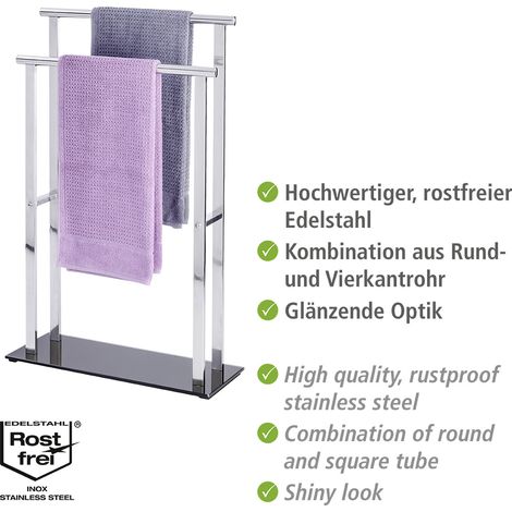 Porte-serviettes LAVA - 2 rayons, acier inoxydable, WENKO (1/6)