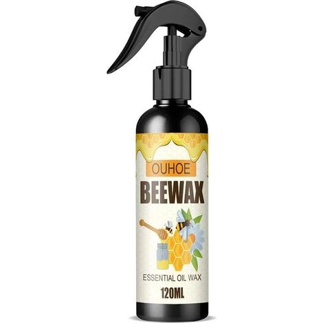 Spray de cire d'abeille naturelle micro-molécularisée pour meubles – Nettoyant bois et cire protectrice – Pour meubles, sols et tables (1/4)