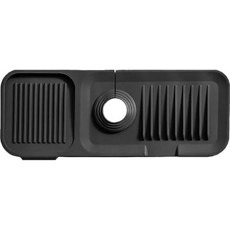 Tapis d'égouttage en silicone dimensions 37 x 14 cm absorbant et anti éclaboussures pour évier et robinet couleur noire (1/5)