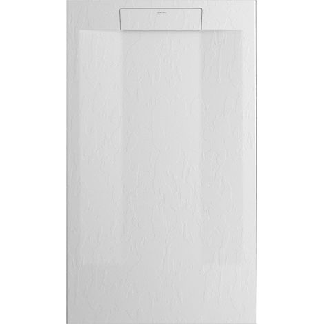 Mineralguss-Duschwanne extra flach SUEZ Schieferoptik WEIß 70x70 cm