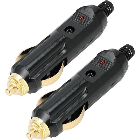 Prise Allume Cigare Male - Lot de 2 - Bakélite - 12V 24V 20A LED - Auto Moto Camion (1/5)