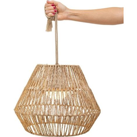 Suspension lumineuse sans fil 40 cm blanc chaud 3000k autonomie jusqua 20h indice de protection ip54 design en fibres naturelles (1/5)