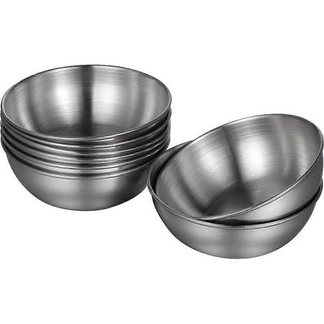 BESTONZON Lot de 8 coupelles à sauce en acier inoxydable, bols à trempette ronds, soucoupes, assiettes à apéritif-8.00X8.00X3.00CM (1/3)
