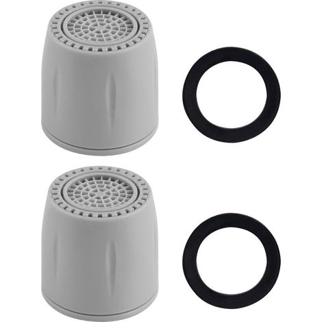 2 Aérateur pourÉvier et de Lavabo, Mousser à Double Fonction et 2 Jets d’Eau, Commutation Facile Entre Débit de Bulles et Jet, Filetage Femelle 22mm (FM22), Plastique, Gris (1/5)