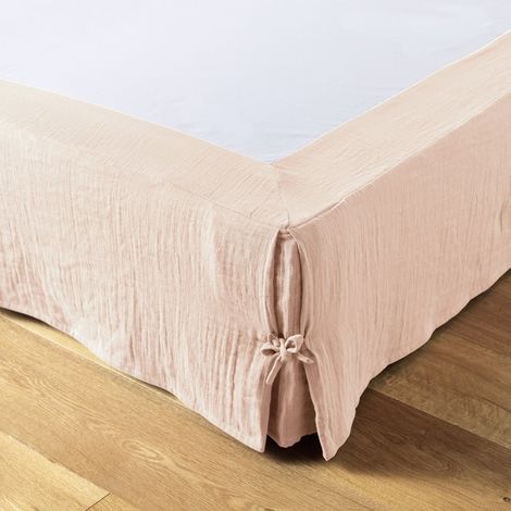 Cache sommier gaze de coton Gaia 160x200cm Guimauve (1/3)