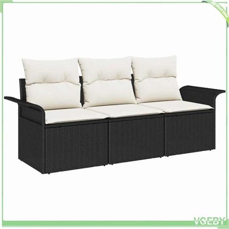 Ensemble de canapé de jardin - FAFEICY - Modulaire - Noir - Poly rotin - Pieds réglables & rangement étanche (1/5)