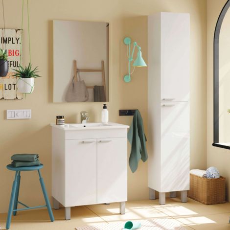Pack de Muebles de Baño Amara en Color Blanco Brillo Estilo Nórdico