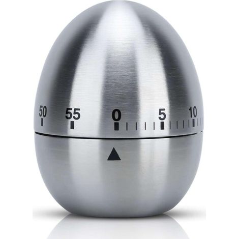 Timer per uova in acciaio inox: elegante design a forma di uovo, timer preciso fino a 55 minuti per cucine moderne.