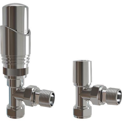 AICA 15mmx1/2" Angled Radiator Valves Thermostatic Tap Chrome
