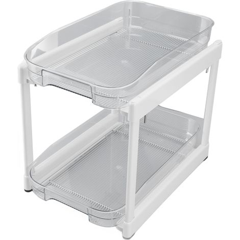 Panier coulissant 2 niveaux pour rangement sous évier, organisateur pour cuisine et salle de bain (1/5)
