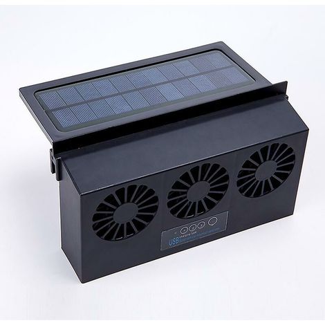 Ahlsen Solar-Fahrzeugventilator, Solarkühler-Abluftventilator, wiederaufladbarer Abluftventilator mit drei Luftauslässen, Schwarz (1/5)