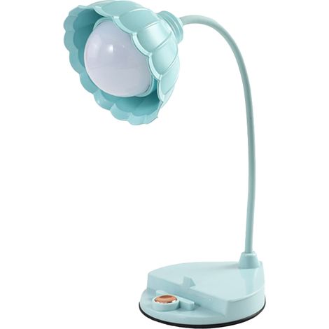Lampe de lecture LED bleue en plastique forme fleur tactile pliable rechargeable USB pour chambre dortoir (1/5)