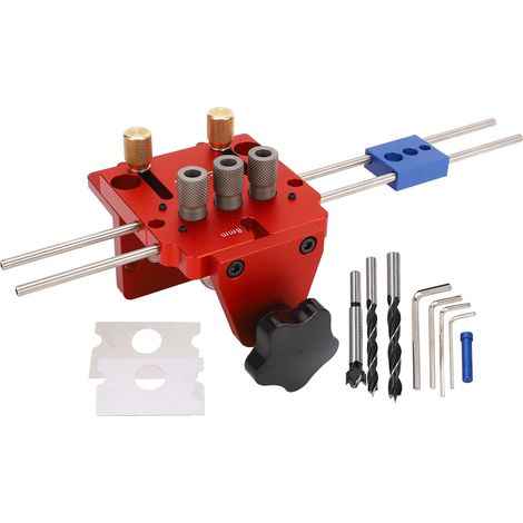Kit de gabarit de centrage automatique pour chevilles, ensemble de perçage ajustable pour menuiserie, outil de localisation et de poinçonnage (1/5)