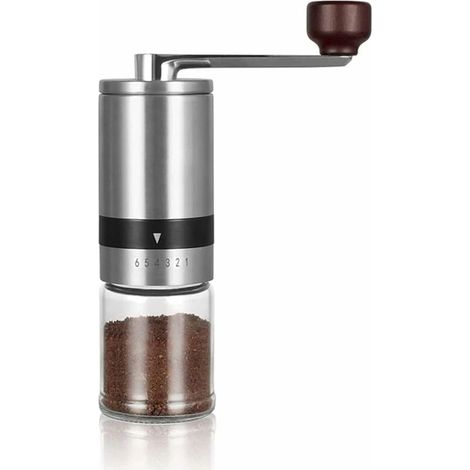 Moulin à café portable manuel en céramique et aluminium pour expresso, cafetière à piston et café filtre, pour une utilisation à domicile et en voyage.-AquaForge (1/5)