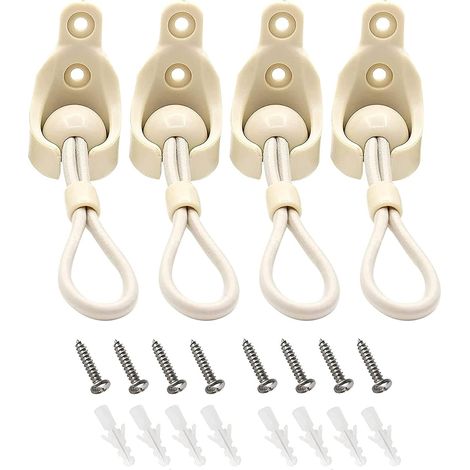Kit élastiques universel pièces pour stores pare-soleil, stores enrouleurs occultants (kit élastique 2 pièces, blanc cassé) (1/5)