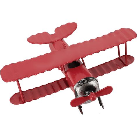 Maquette d'avion vintage en fer forgé, ornement pour console centrale de voiture, décoration de gâteau, accessoire photo, rouge (1/5)