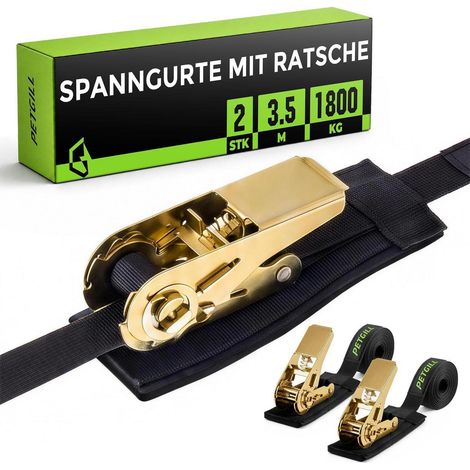 2er-Pack Spanngurte mit Ratsche 3.5M, 1800kg Bruchlast, Kratzschutz