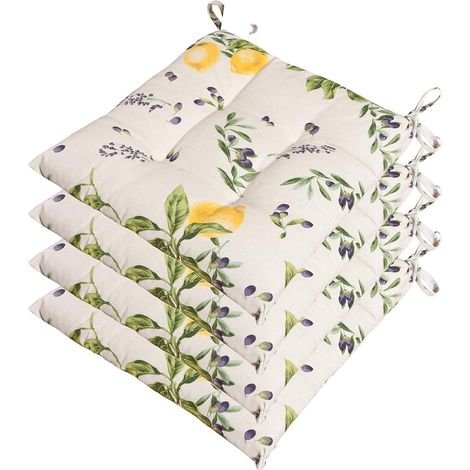 Set 4 Cuscini Sedia Shabby Chic Moderni Morbidi Imbottiti Ovatta Universali Cotone Lavabile
