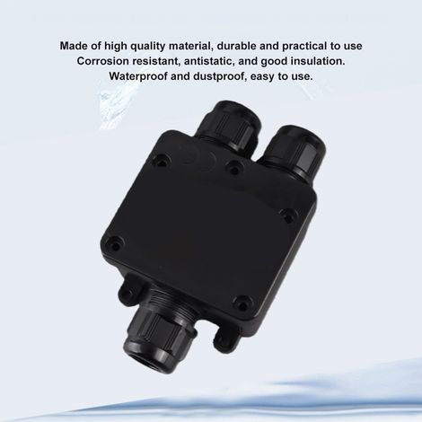 Boîte de dérivation étanche noire en plastique, connecteur de câble en Y à 3 voies IP68, boîtier de raccordement électrique (1/5)
