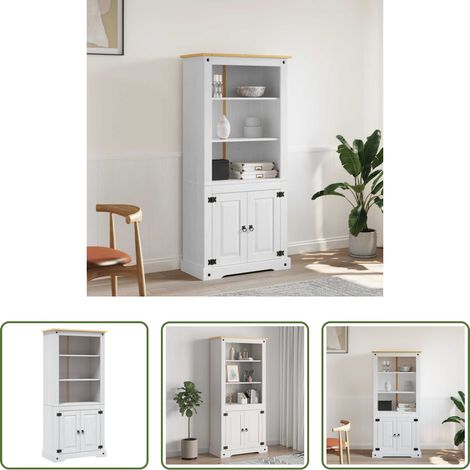 Buffet - Buffetschrank Mexiko-Stil Kiefernholz Weiß 80x40x170 cm (1/5)