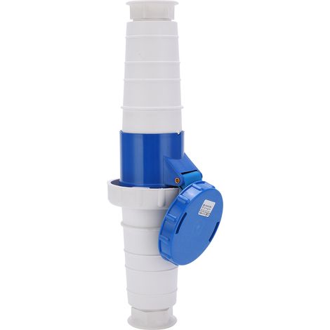 Connecteur industriel monophasé 3 broches 220‑250V 2P+T IP67 bleu et blanc pour produits chimiques pétroliers