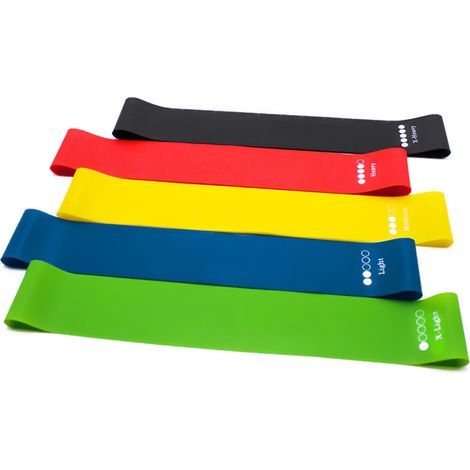 Bandes De Résistance - Lot De 5 Niveaux De Résistance - Pour Entraînement Fitness Yoga Pilates Rééducation - 5 Pièces (1/5)