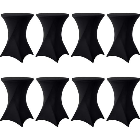 8er-Set Stehtischhusse Schwarz Ø 80-85 cm, 40°C Waschbar, Bügelfrei