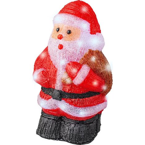 Kaemingk Decoro Luminoso Babbo Natale Acrilico 30 LED Bianco Freddo IP44 16,5x22x36 cm