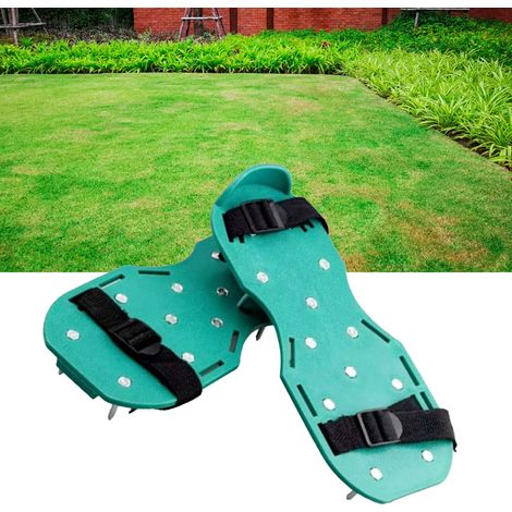 Zapatos de aireación para jardín, ideales para el cuidado del césped, con suela de goma gruesa, tacos metálicos y correas ajustables. (1/5)