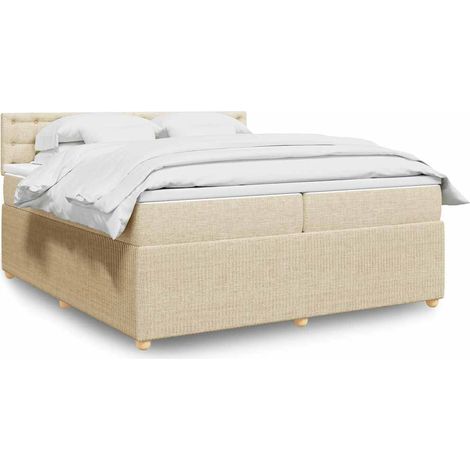 Boxspringbett mit Matratze Creme 200x200 cm Stoff (1/5)