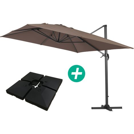 Ombrellone decentrato in alluminio SUN 4 - Rettangolare - 3 x 4 m - Talpa - Piastrelle incluse (1/4)