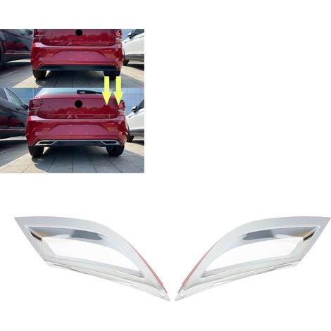 Galvanisierte Heckstoßstangen-Diffusorlippe mit Auspuffendrohr für VW Polo MK6 2017-2021 (ZST-173) übergroß (1/5)