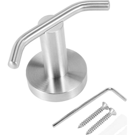 Doppelter Bademantelhaken, Kleider- und Handtuchhaken aus Edelstahl 304, für Badezimmer, Wandmontage, gebürstetes Nickel (1/5)