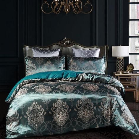 Housse de Couette 220x240 cm, Parure de Lit 2 Personnes avec Fermeture Éclair en Microfibre avec 2 Taie d'oreiller 48 x 74 cm,E (1/4)