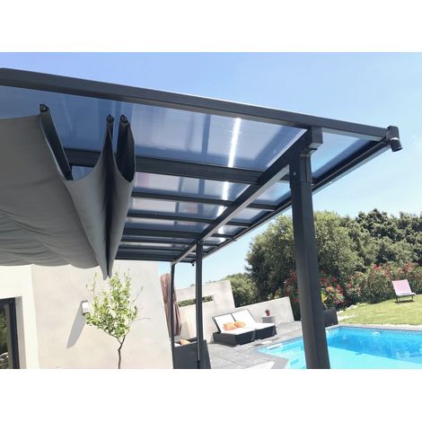Couleurs Du Monde – Toile de remplacement pour pergola Oslo – Polyester 160 g/m² gris anthracite – Système de cordes et poulies pour installation rapide