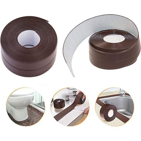 Caulking tape, sealing tape for kitchen sink, toilet, bathroom, 2 rolls (3.2 m x 2.2 cm, brown)