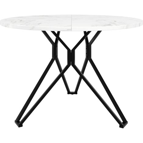 Tavolo da Pranzo Rotondo per 4 Persone con Piedini Regolabili, in MDF e Metallo, Nero, 100 x 100 x 76 cm (1/5)