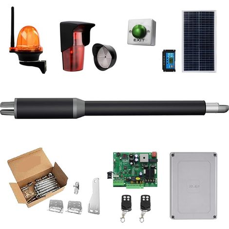 Kit d'ouvre-portes automatiques Ouvre-porte automatique à balançoire simple - 10 pieds de long 450 lbs Ouvre-porte à verrouillage électrique avec contrôle Wifi solaire pour accessoires de portail coul (1/5)