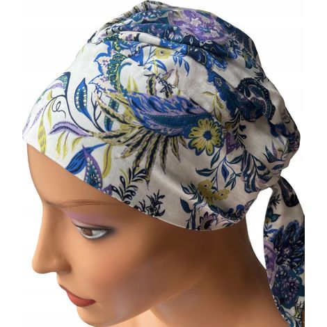 Pañuelo de mujer Tess 424 de viscosa, turbante de primavera, también para después de la quimioterapia. (1/5)