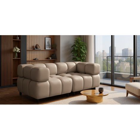 Sofa Designersofa FLOW 2-Sitzer in Stoff Bluvel Latte