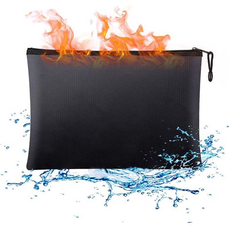 Feuerfeste Tasche – 34 x 24 cm – Wasserabweisend – Reißverschluss – Für A4-Dokumente, Silber, Tablets – 1 Stück (1/5)