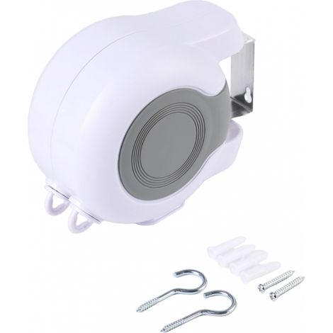 Étendoir à linge rétractable double fil 2 x 15 m 15 m 2 x Blanc (1/5)