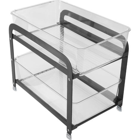 Organisateur de rangement à 2 niveaux pour tasses et mugs, égouttoir à tasses de bureau, porte-tasses à thé coulissant RHousehold, noir (1/5)