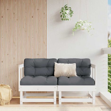 2 pcs Canapés d'angle avec coussins Canapé Sofa scandinave blanc bois de pin massif 80808 (1/5)