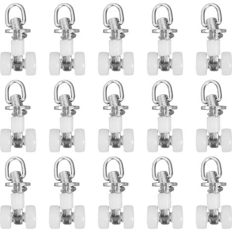 Roulettes pour rails de rideaux en plastique - Roues jumelées - Roues en aluminium - 40 pièces - Pour rails standards (1/5)