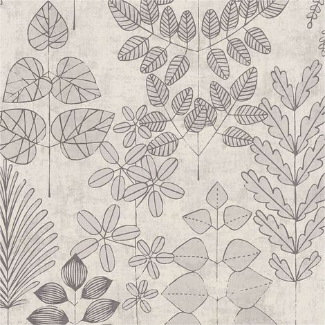 Country style wallpaper wall Profhome 791495 hot embossed non-woven wallpaper slightly textured with floral ornaments matt grey cream iron grey 5,33 m2 (1/5)