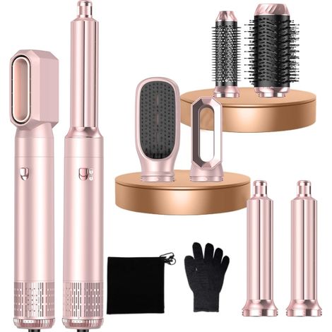Airbrush 6 en 1 Hair Styler avec Seche Cheveux,Brosse Soufflante, Brosse Seche Cheveux, Brushing Brosse Soufflante, air Boucleur, Brosse Brushing Soufflante