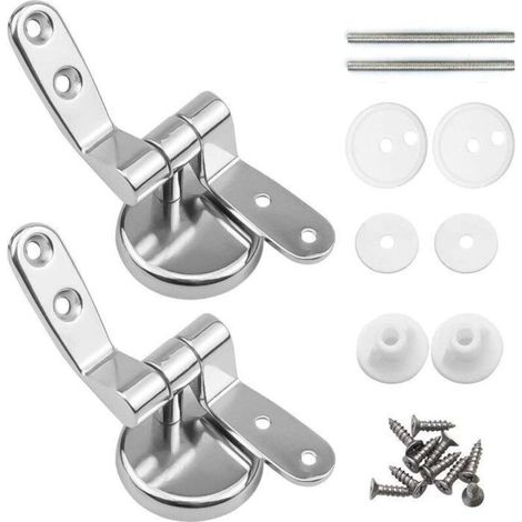 Toilet Seat Hinge Fasteners, Pack of 2 Replacement Toilet Seat Hinges with Zinc Alloy Fixings (1/5)